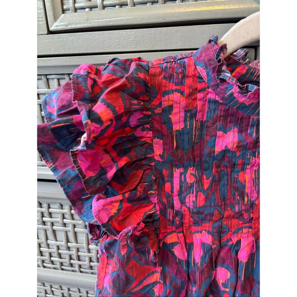 OLIPHANT Exclusive Blue Kazak Pintuck Ruffle Top $188, XXS G16 - Picture 5 of 10